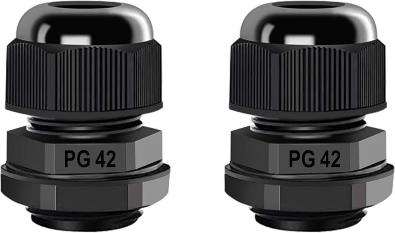 Anyinn Cable Gland PG42 2 Packs IP68 Waterproof Nylon Cable Connectors with Locknut and Gaskets - Suitable for 31mm - 40mm Cables - Image 1